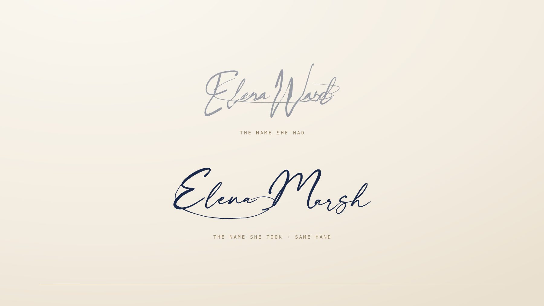 The signature Elena Ward, faded, above the signature Elena Marsh in the same hand.